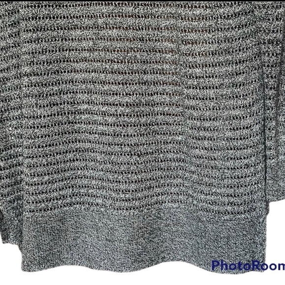 Apt 9 Cardigan Eyelet Sweater Open Front Step Hem Grey Large - Picture 8 of 11